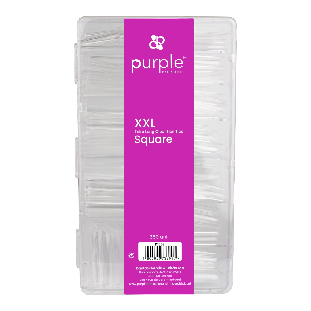 Purple Tips XXL Extra Long Square Clear 360unid