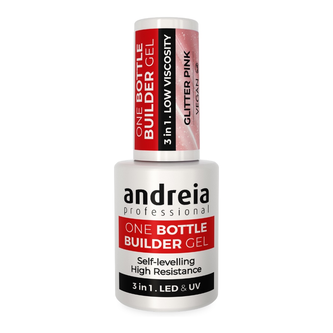 Andreia One Bottle Builder Gel 3 In 1 Glitter Pink