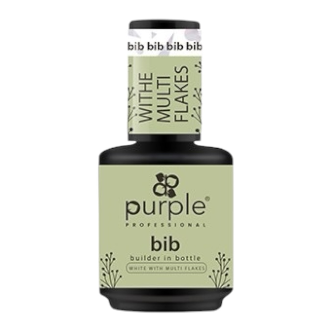 Purple BIB Builder In Bottle White With Multi Flakes 15ml