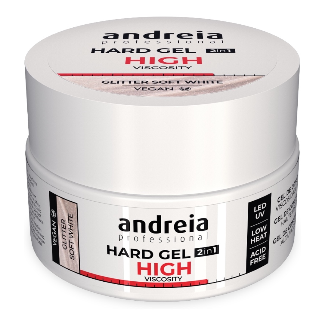 Andreia Hard Gel High Viscosity Glitter Soft White 22gr